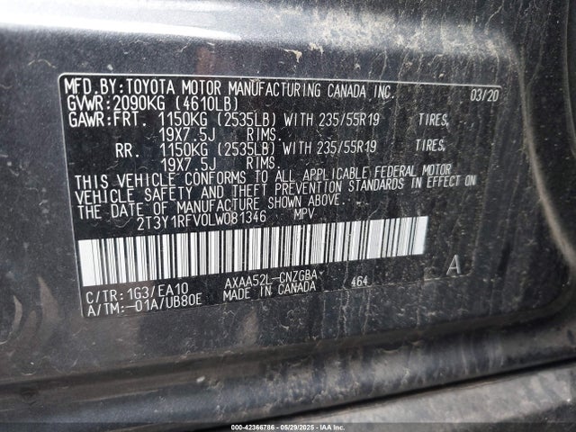 2T3Y1RFV0LW081346 Toyota a25a-fks