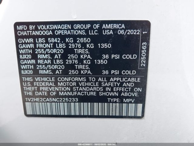 2022 VOLKSWAGEN ATLAS CROSS SPORT 1V2HE2CA5NC225233 Photo 8