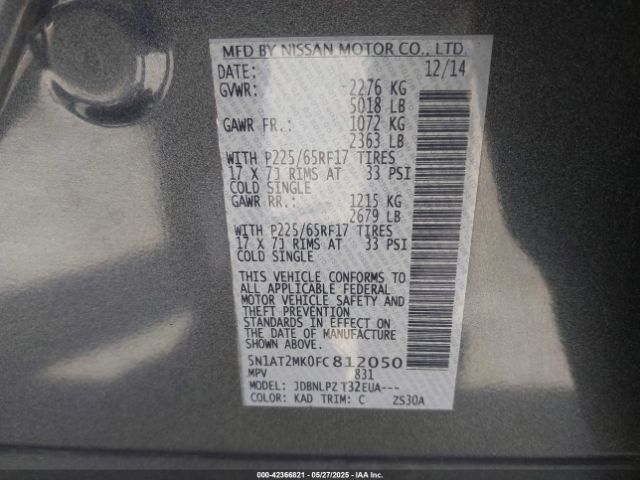5N1AT2MK0FC812050 Nissan ROGUE S