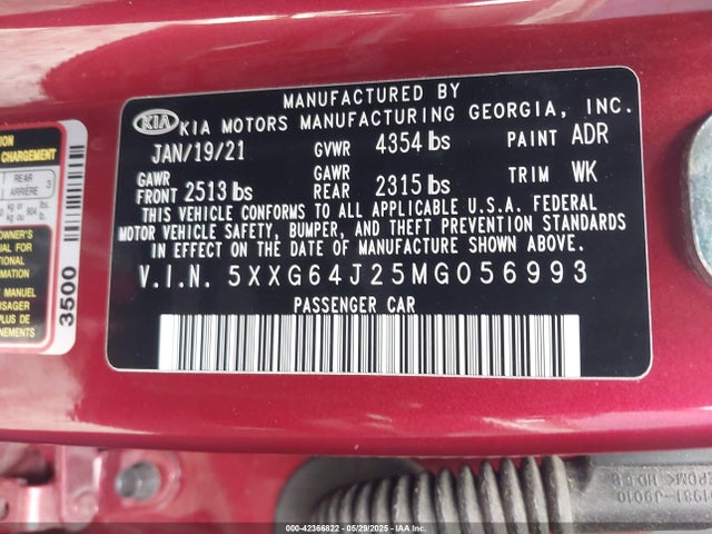 5XXG64J25MG056993 KIA t-gdi gamma ii