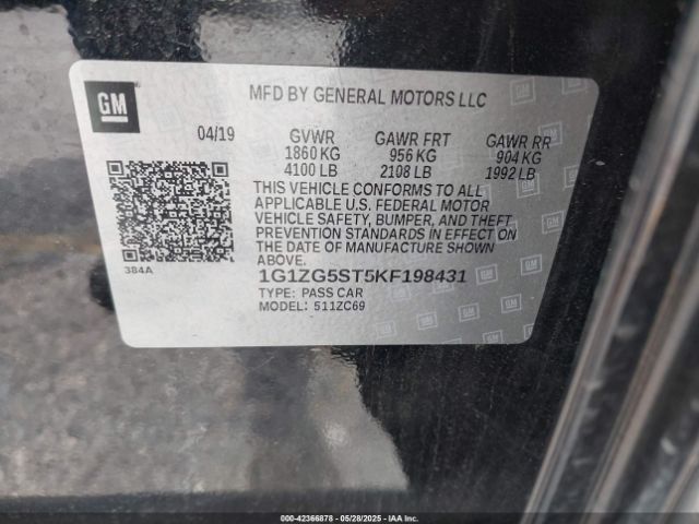 2019 CHEVROLET MALIBU 1G1ZG5ST5KF198431 Photo 8