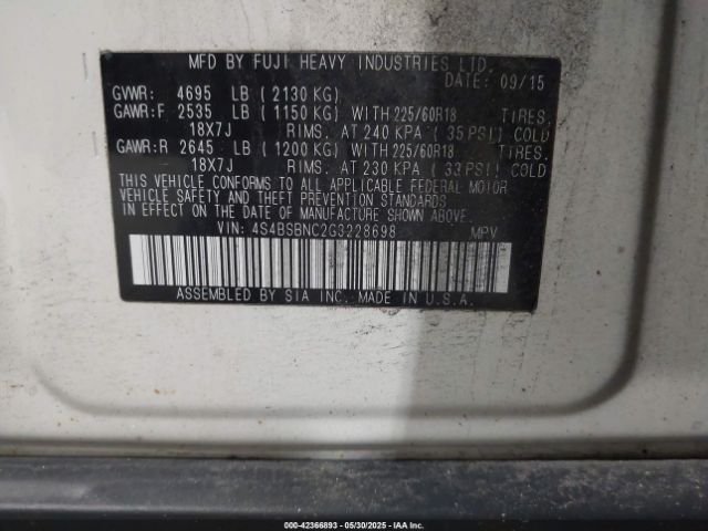 2016 SUBARU OUTBACK 4S4BSBNC2G3228698 Photo 8