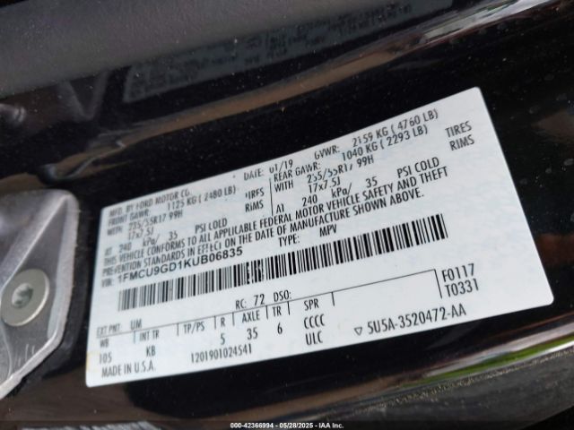 2019 FORD ESCAPE 1FMCU9GD1KUB06835 Photo 8