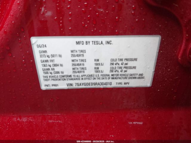 2024 TESLA MODEL Y 7SAYGDED9RA304010 Photo 8