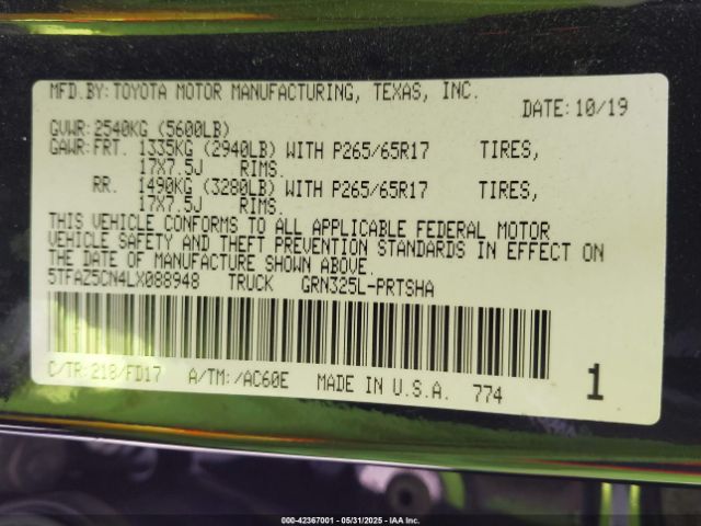 2020 TOYOTA TACOMA 5TFAZ5CN4LX088948 Photo 8