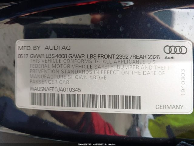 2018 AUDI A5 WAUSNAF50JA010345 Photo 8