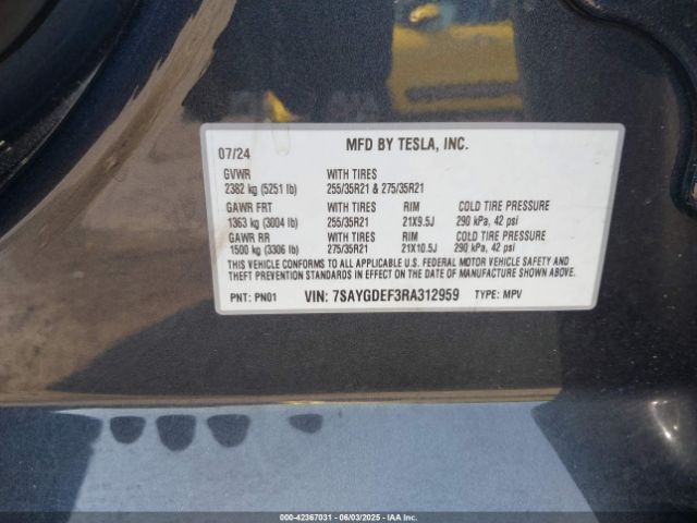 2024 TESLA MODEL Y 7SAYGDEF3RA312959 Photo 8