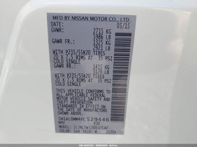Infiniti 2015 2015 5N1AL0MM4FC529446 Image 9