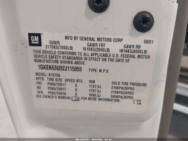 2002 GMC YUKON 1GKEK63U92J115859 Photo 8