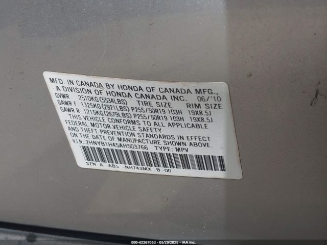 2010 ACURA ZDX 2HNYB1H45AH503766 Photo 8