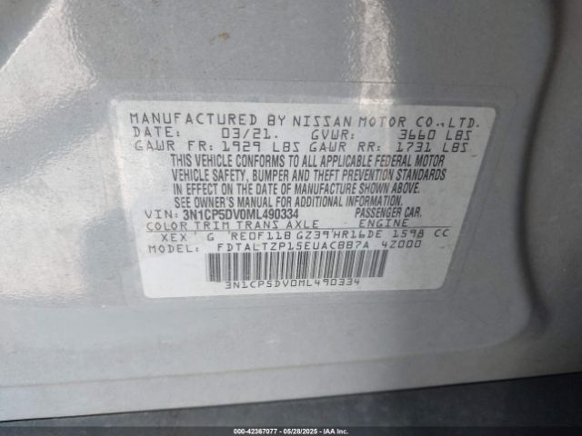 2021 NISSAN KICKS 3N1CP5DV0ML490334 Photo 8