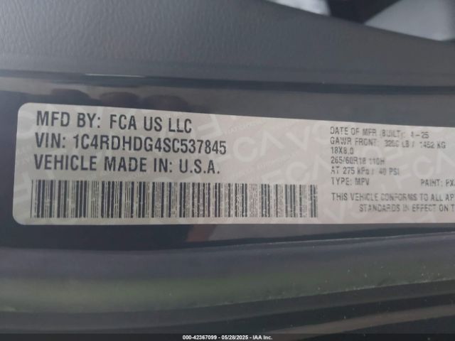 1C4RDHDG4SC537845 Dodge Durango Gt Rwd