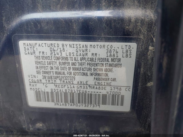 3N1AB7AP0JY327379 Nissan SENTRA S