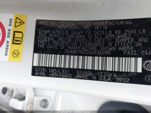 2016 LEXUS ES 350 58ABK1GG5GU034096 Photo 8