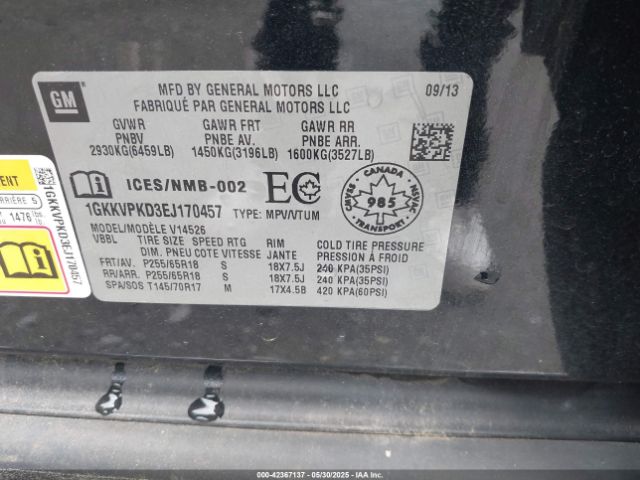 1GKKVPKD3EJ170457 GMC Acadia Sle-2