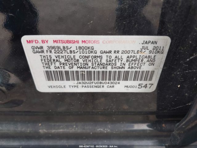 2011 MITSUBISHI LANCER JA32U2FU0BU043024 Photo 8