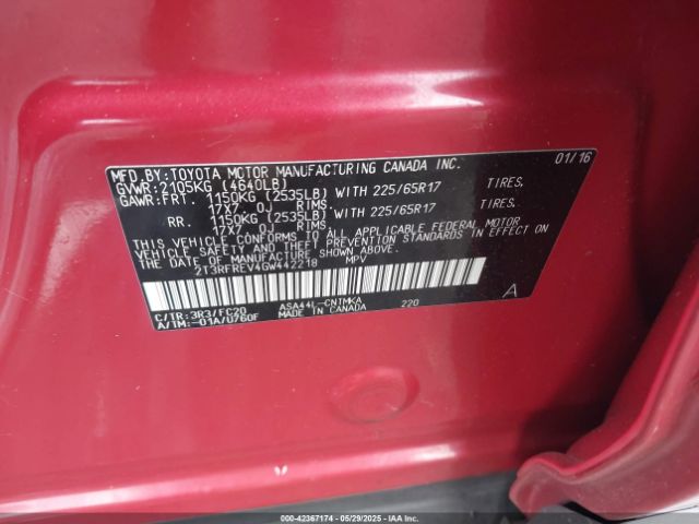 2T3RFREV4GW442218 Toyota 2ar-fe