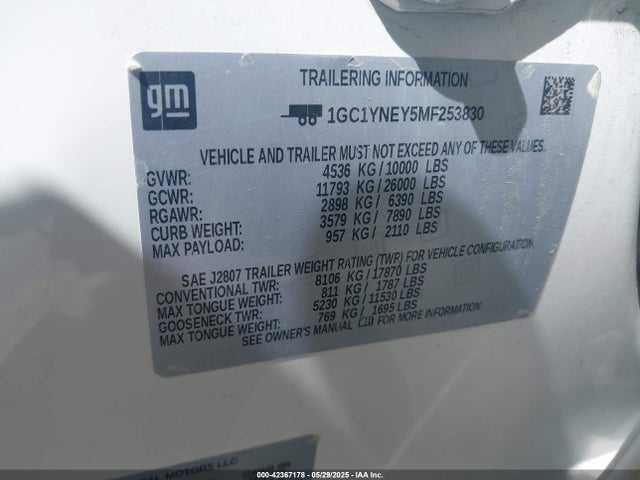 1GC1YNEY5MF253830 Chevrolet l5p - di, duramax, gen 5, var. 1