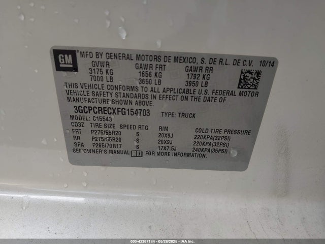 3GCPCRECXFG154703 Chevrolet Silverado 1500 1lt