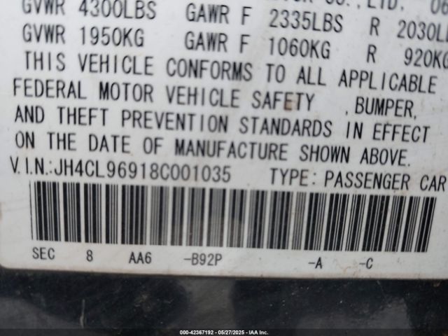 2008 ACURA TSX JH4CL96918C001035 Photo 8