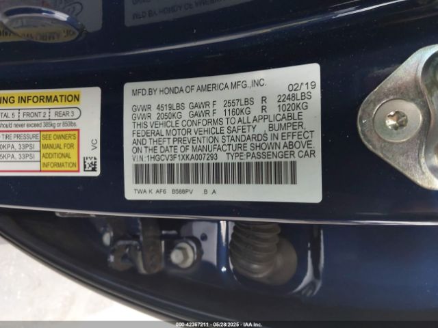 1HGCV3F1XKA007293 Honda ACCORD HYBRID