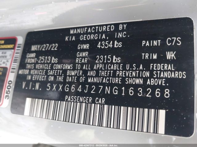 2022 KIA K5 5XXG64J27NG163268 Photo 8