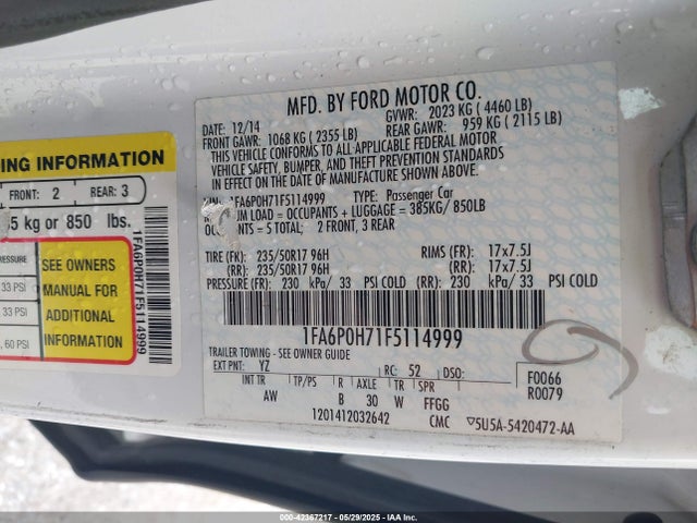 1FA6P0H71F5114999 Ford FUSION SE