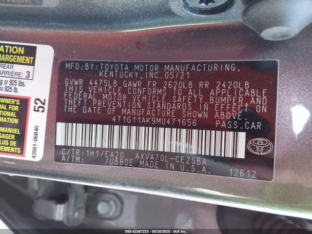 4T1G11AK9MU471656 Toyota a25a-fks