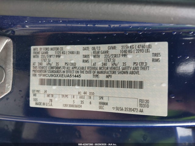 1FMCU9GXXEUA51445 Ford ESCAPE SE