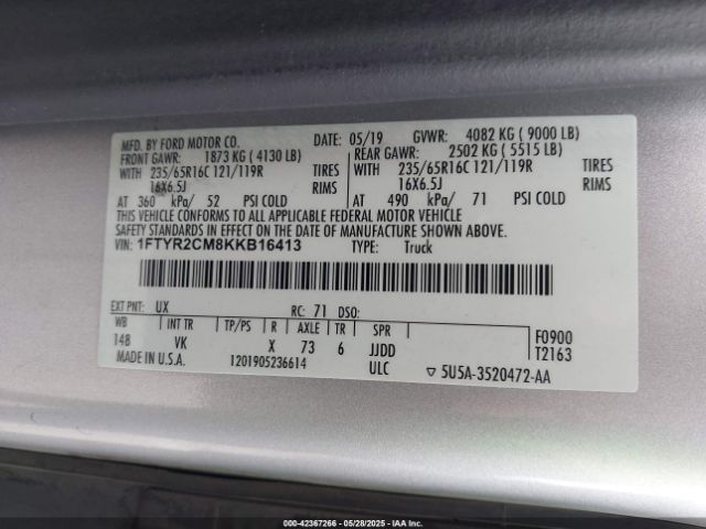 1FTYR2CM8KKB16413 Ford Transit-250