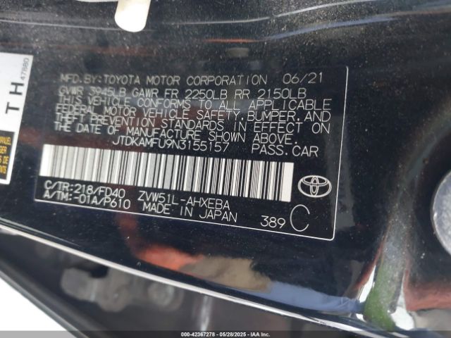 2022 TOYOTA PRIUS JTDKAMFU9N3155157 Photo 8