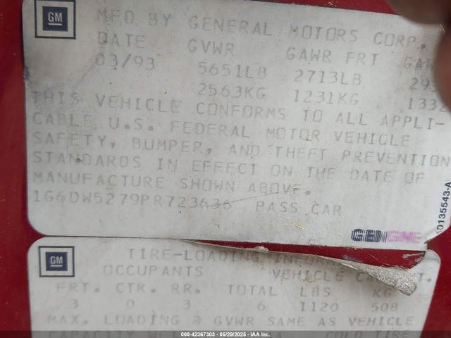 1993 CADILLAC FLEETWOOD 1G6DW5279PR723636 Photo 8