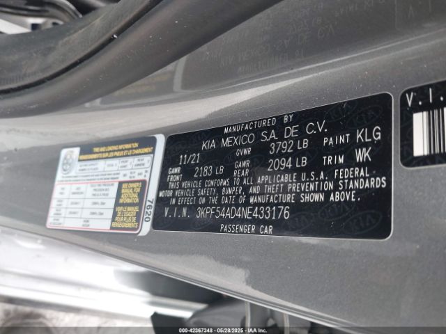 3KPF54AD4NE433176 KIA mpi nu