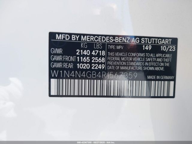 W1N4N4GB4RJ567359 Mercedes-Benz m260