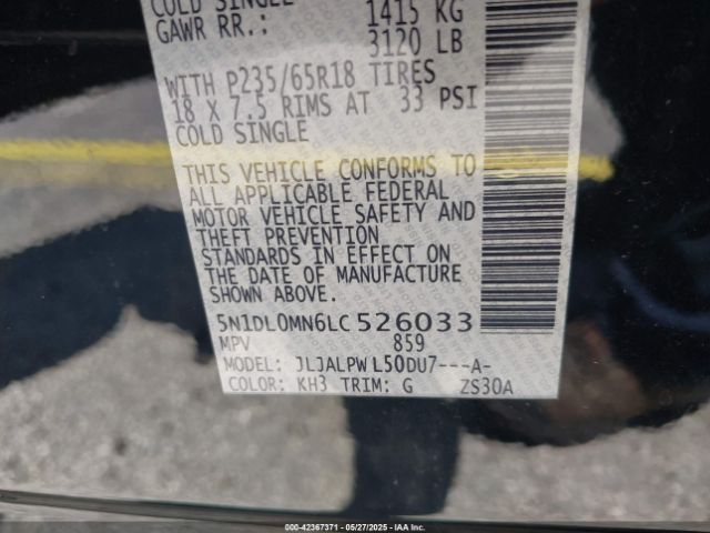 5N1DL0MN6LC526033 Infiniti QX60 PURE