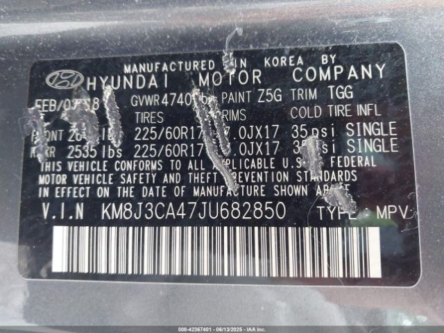 2018 HYUNDAI TUCSON KM8J3CA47JU682850 Photo 8