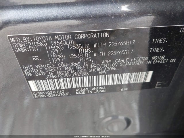 JTMRFREV9HJ703746 Toyota Rav4 Xle