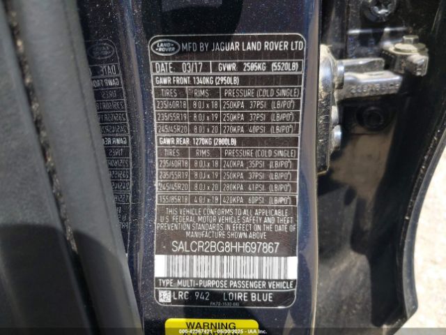 2017 LAND ROVER DISCOVERY SPORT SALCR2BG8HH697867 Photo 8