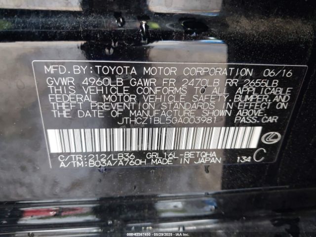 2016 LEXUS GS 350 JTHCZ1BL5GA003981 Photo 8