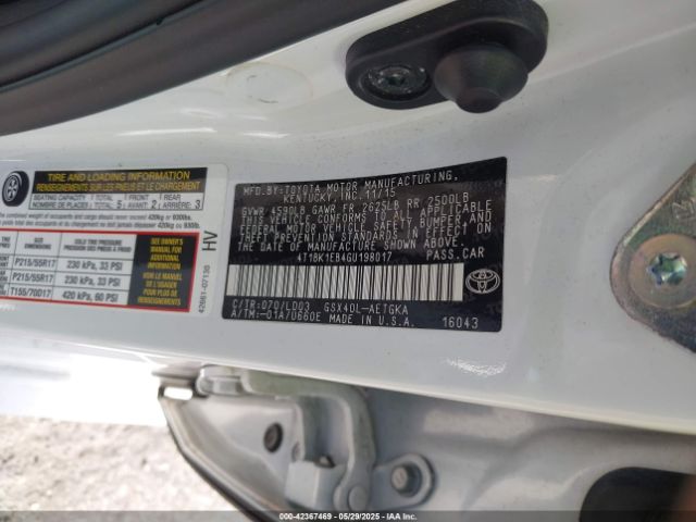 4T1BK1EB4GU198017 Toyota AVALON XLE