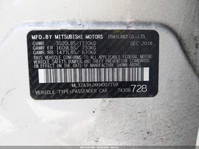 ML32A3HJXKH007159 Mitsubishi MIRAGE ES
