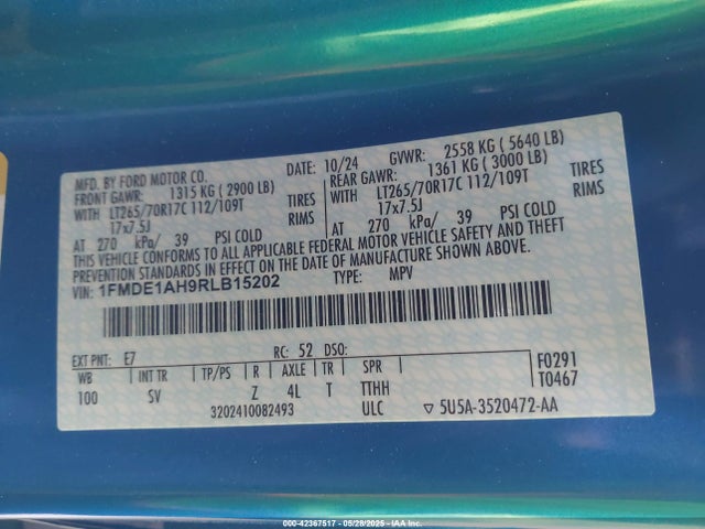 1FMDE1AH9RLB15202 Ford ecoboost