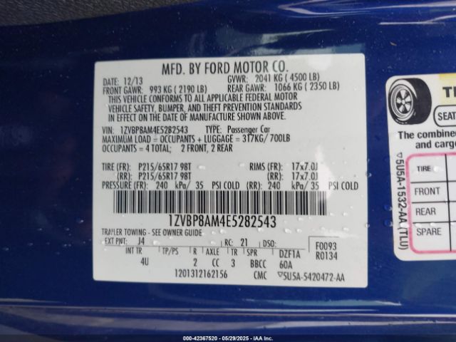 2014 FORD MUSTANG 1ZVBP8AM4E5282543 Photo 8