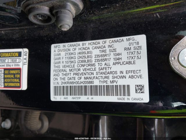 2HKRW6H30JH205880 Honda CR-V LX