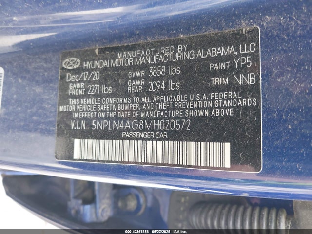 5NPLN4AG8MH020572 Hyundai ELANTRA SEL