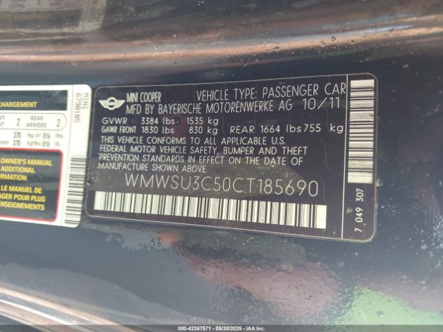 2012 MINI COOPER WMWSU3C50CT185690 Photo 8