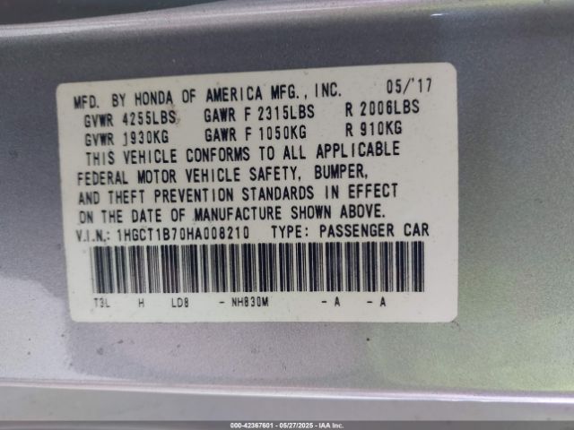1HGCT1B70HA008210 Honda ACCORD EX
