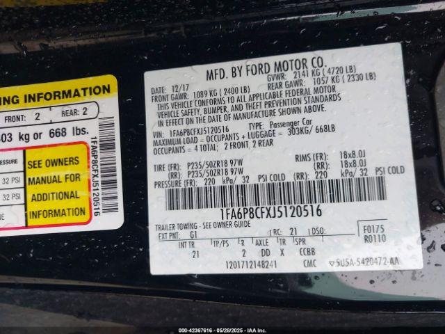 2018 FORD MUSTANG 1FA6P8CFXJ5120516 Photo 8