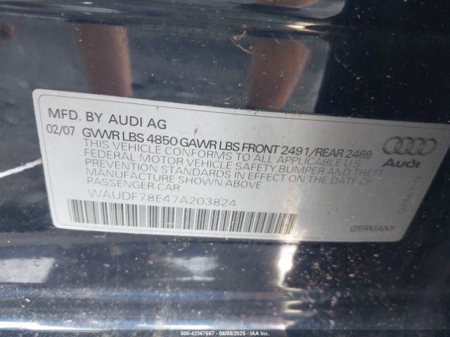 2007 AUDI A4 WAUDF78E47A203824 Photo 8