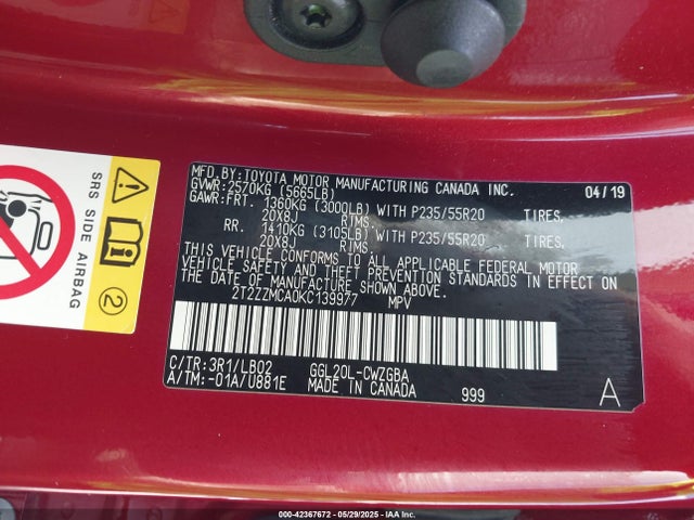 Lexus RX 350 2019 2T2ZZMCA0KC139977 Image 9